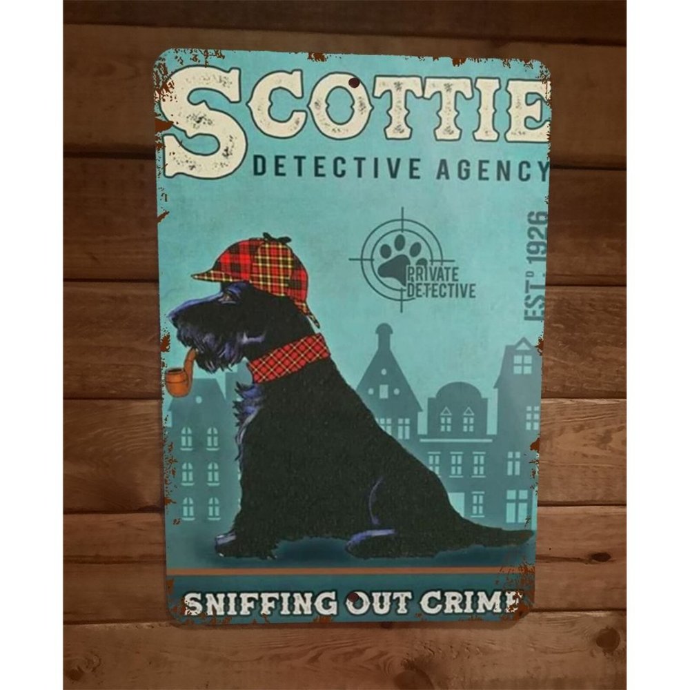 Scottie Dog Detective Agency 8x12 Metal Wall Sign Animal Poster